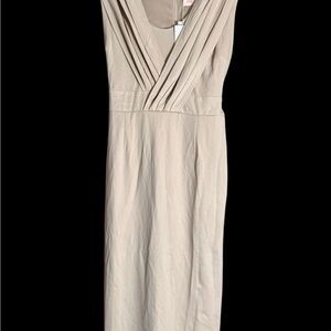 Beige Sleeveless Neck Sheath Dress